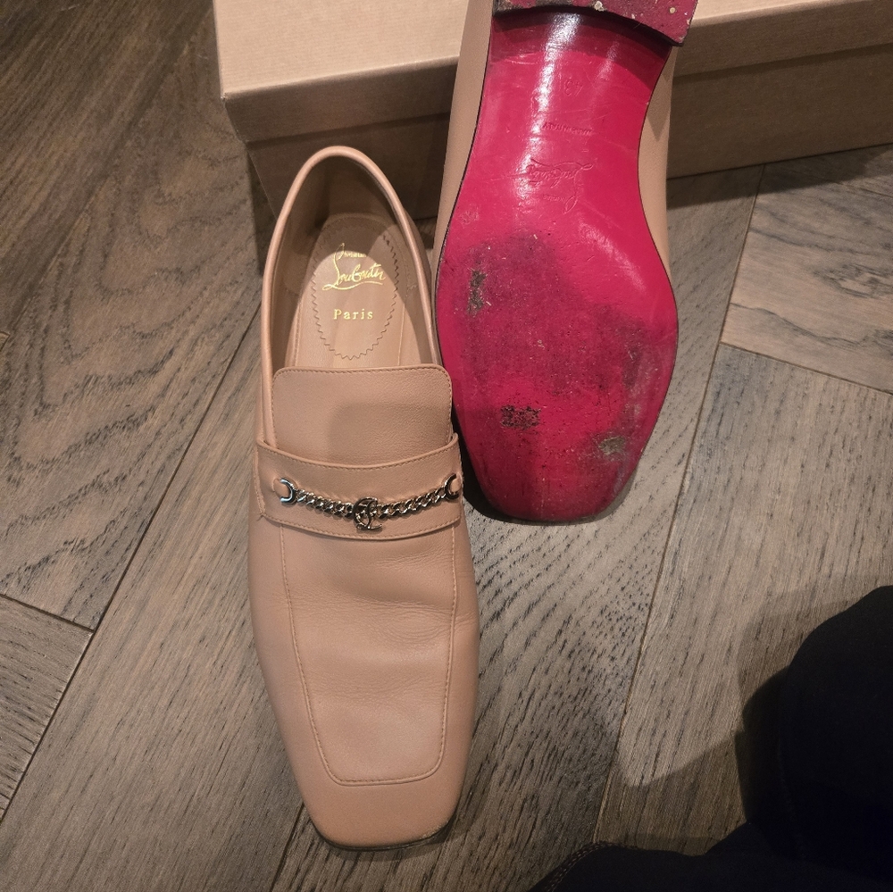 Mens Louboutin Slide/loafer Cream Color W Chain Across The Top Hp🔥🔥🔥 - Picture 7 of 7